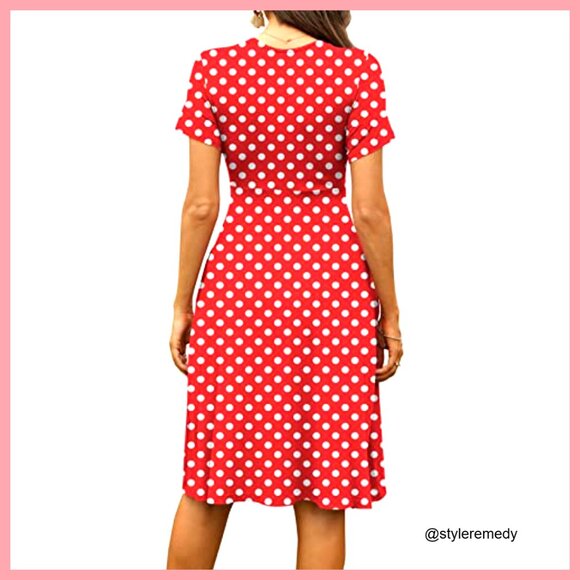 Short Sleeve V-Neck Floral Dress with Pockets, Casual Summer Swing - Picture 4 of 7